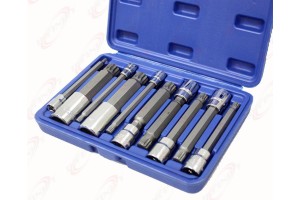 10PC 4" Long Shank XZN Triple Square Spline Bit Socket Set S2 Steel Metric Size 